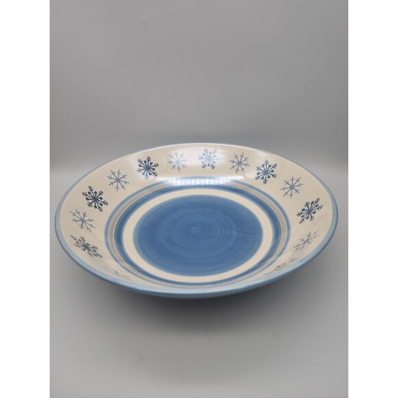 St. Nicholas Square WINTER FROST 12.5" Round 2.5 qt Serving Bowl Blue Snowflakes - Picture 9 of 12